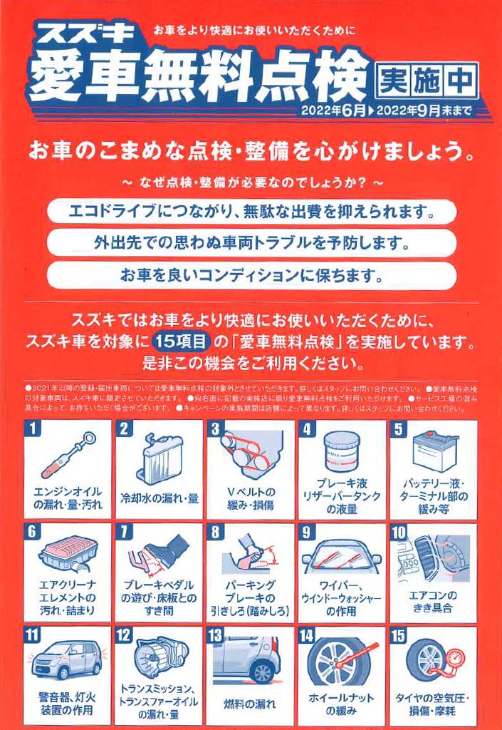 スズキ愛車無料点検　はがき